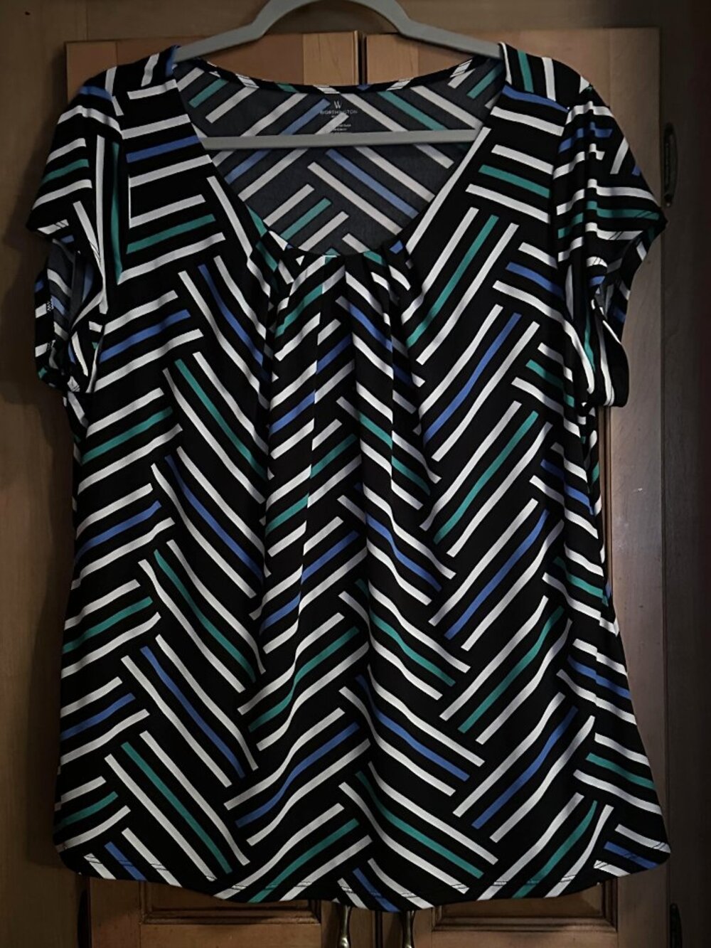 Worthington Stripped Pleated Top 1X